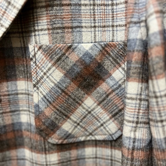 Pendleton Lightweight Shirt Jacket Brown & Beige Plaid VTG Mens Large EUC - Picture 7 of 9